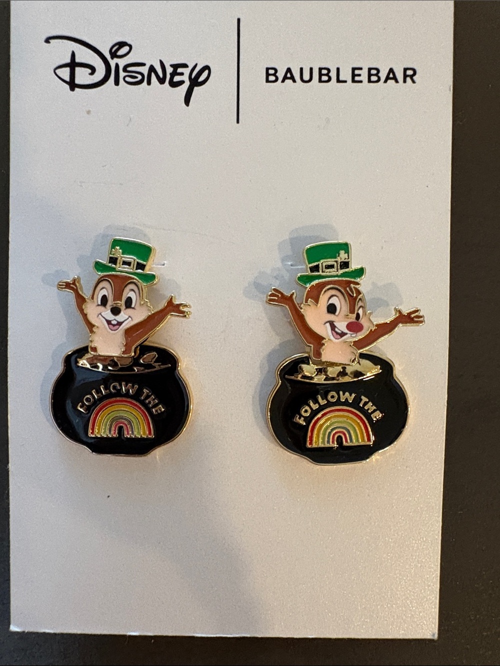 BaubleBar x Disney Chip & Dale 'Follow The Rainbow' Earrings NWT